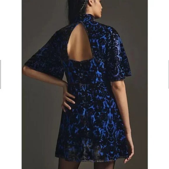 Anthropologie Velvet Burnout  Mini Dress - Picture 2 of 12